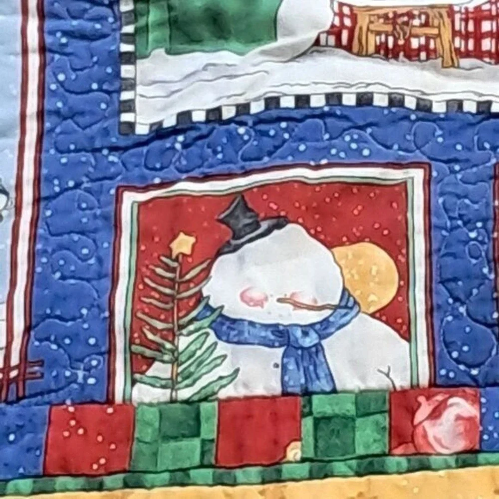 Handmade Winter Snowman Quilt Christmas Holiday‎ Patchwork #CS44